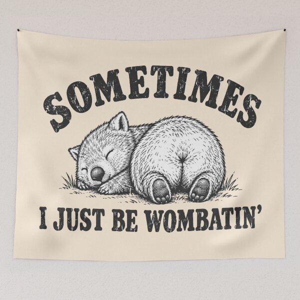 Item preview, Sleepy Wombat Funny Napping Butt Retro Australia designed and sold by Yellowriversss.
