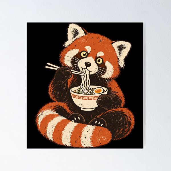 Item preview, Red Panda Eating Ramen Noodles Cute Japanese Food designed and sold by Kladhadredo.