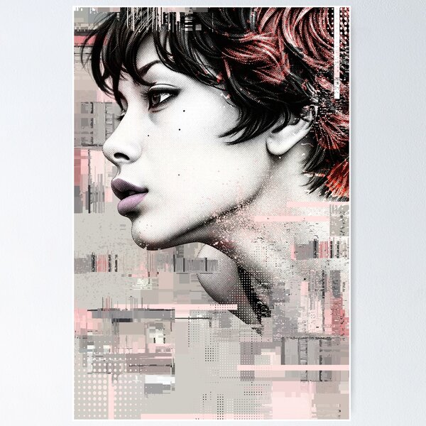 Item preview, Pretty in Pink — Halftone Portrait Collage designed and sold by PIXEL POP DESIGNS - Beyond the Norm!.