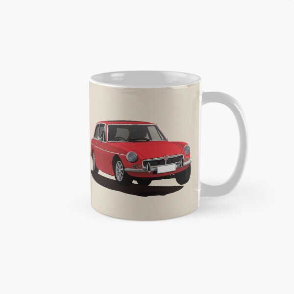 Artikelvorschau, Illustration eines roten MG MGB GT Coupés entworfen und verkauft von knappidesign.