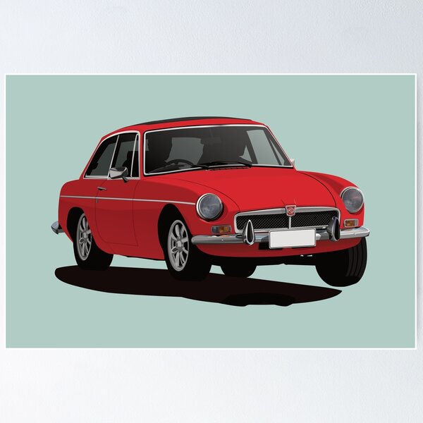 Item preview, Red MG MGB GT Coupe Illustration designed and sold by knappidesign.