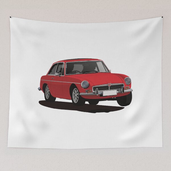 Item preview, Red MG MGB GT Coupe Illustration designed and sold by knappidesign.