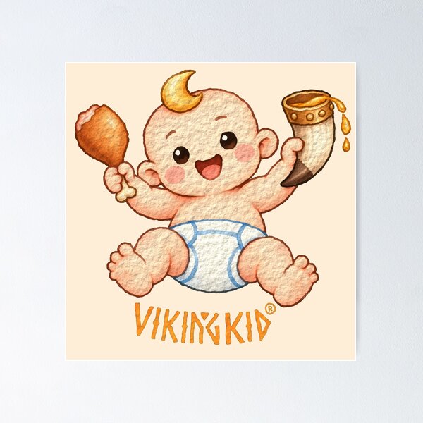Item preview, Viking Baby Eating - Cute Feasting Valhalla Kid Warrior designed and sold by VikingKid.