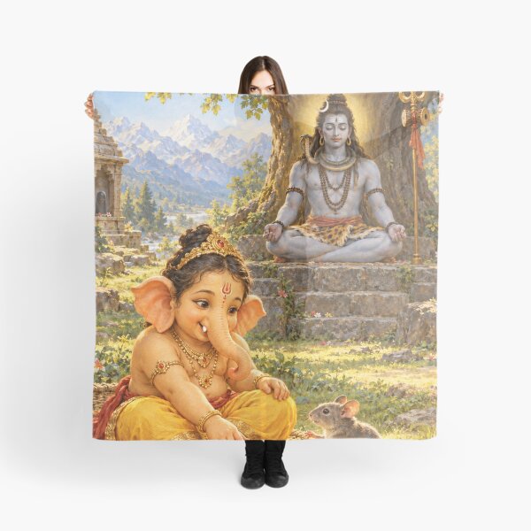 Item preview, Bala Ganesha Playing with Mushak — Lord Shiva Meditating designed and sold by Homyar.