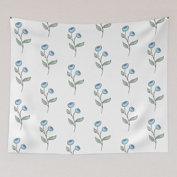 Item preview, Minimalist Blue Flowers Line Art designed and sold by Super Neon Pixels .
