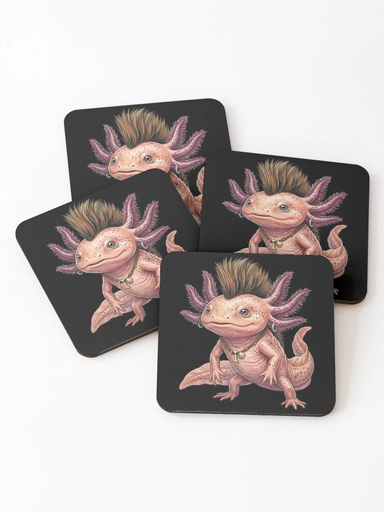 Thumbnail 1 of 5, Coasters (Set of 4), Axolotl Punk designed and sold by ReneMM.