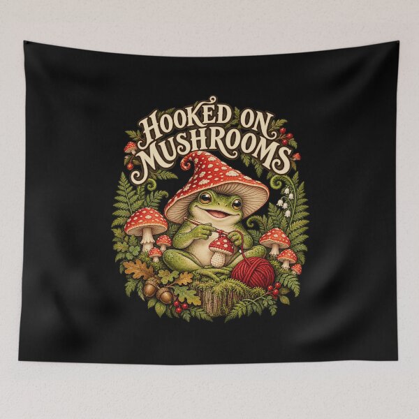 Item preview, Hooked On Mushrooms Frog Crochet designed and sold by Text2tee.