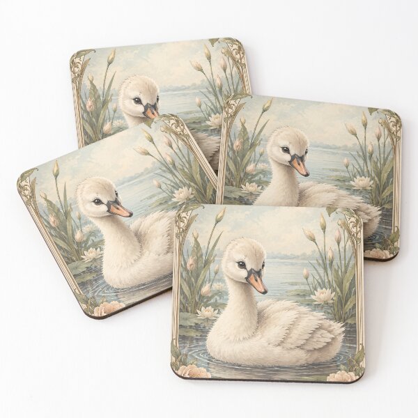 Item preview, Adorable Baby Swan - Vintage Botanical Art Nouveau designed and sold by Lady-K-.