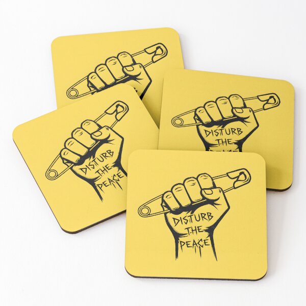 Item preview, Clenched Fist Holding Safety Pin with Disturb the Peace Text designed and sold by homydesign.