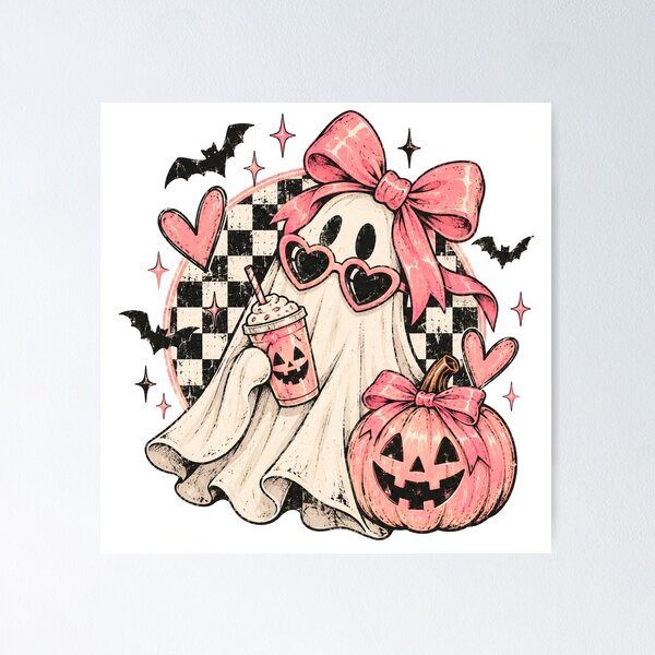 Item preview, Retro Ghost Halloween PNG, Pink Coquette Ghost, Vintage Halloween Shirt Design, Cute Spooky Ghost PNG, Halloween Sublimation designed and sold by KMMODERNDESIGNS.