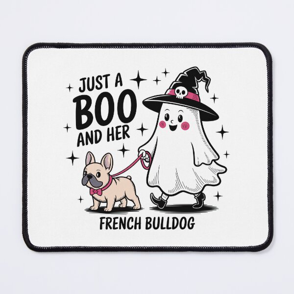 Item preview, Just a Boo and Her French Bulldog Retro Ghost Halloween Dog Mom designed and sold by elisarasada.