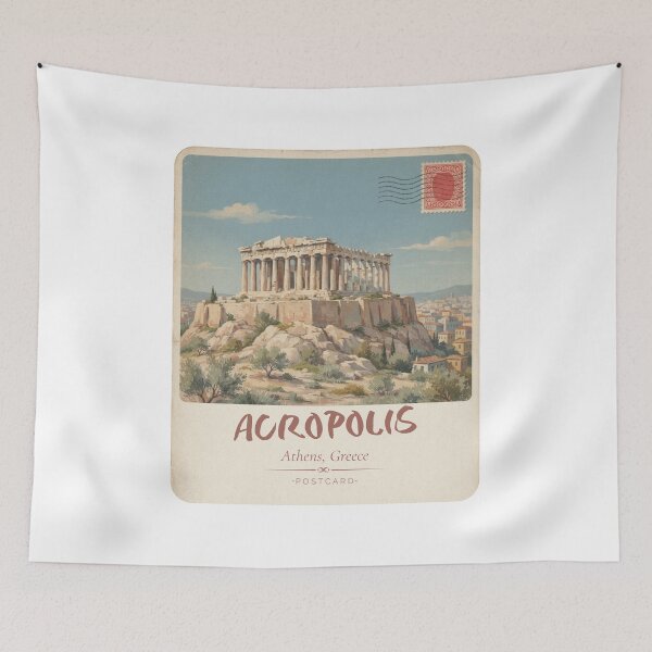 Artikelvorschau, Vintage-Reiseposter „Akropolis“ – Athen, Griechenland entworfen und verkauft von DesignMaxa.