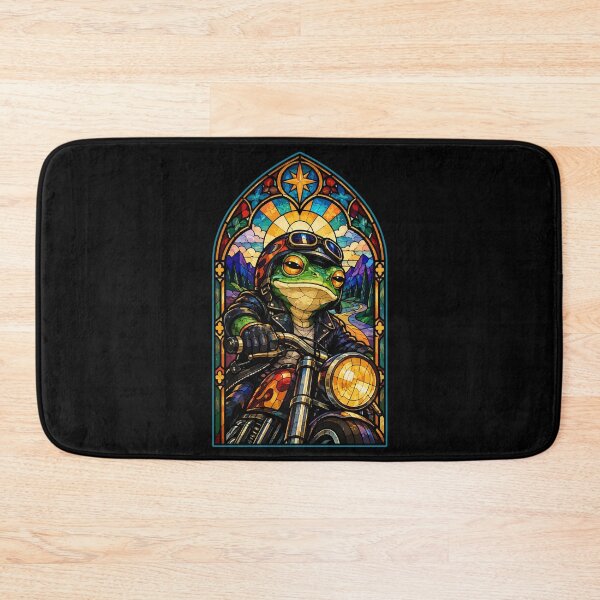Item preview, Biker Frog Stained Glass Art designed and sold by TomFrontierArt.