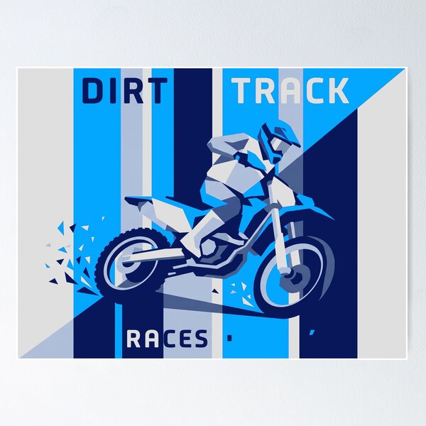 Item preview, Dirt Track Races Geometric Blue Dirt Bike Motorcycle Graphic designed and sold by KiwiRider.