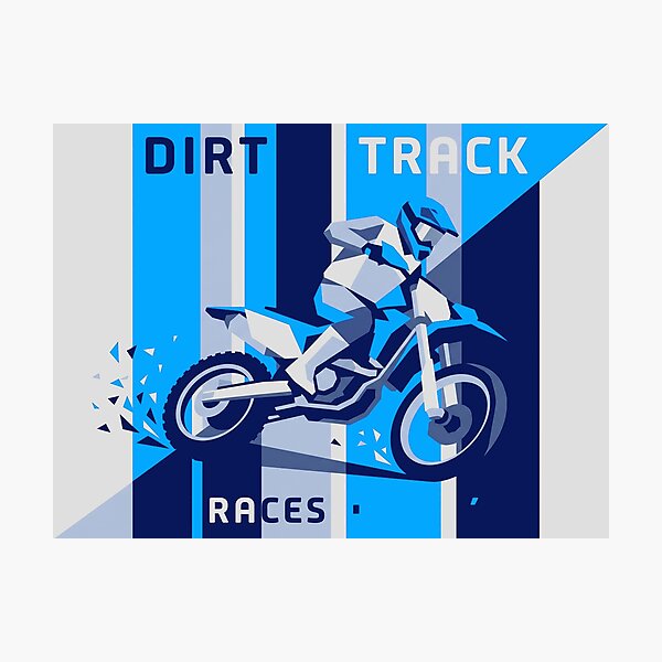 Item preview, Dirt Track Races Geometric Blue Dirt Bike Motorcycle Graphic designed and sold by KiwiRider.