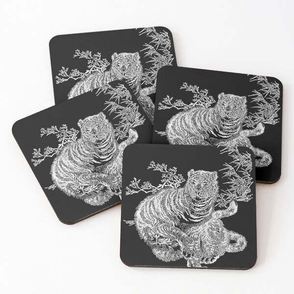 Item preview, Tora, Japanese Woodcut Tiger from The Ornamental Arts of Japan by George Ashdown Audsley, 1884 (WHITE) designed and sold by Exhumed Archives.