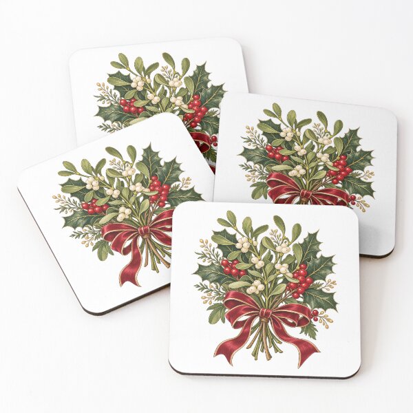 Item preview, Vintage Mistletoe Botanical Christmas Holly Berries Winter designed and sold by Apex Designs.