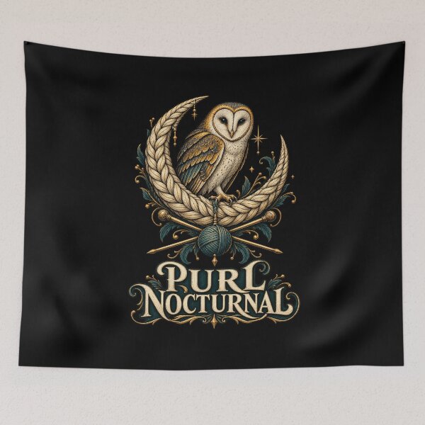 Item preview, Purl Nocturnal Owl Moon Knitting designed and sold by Text2tee.
