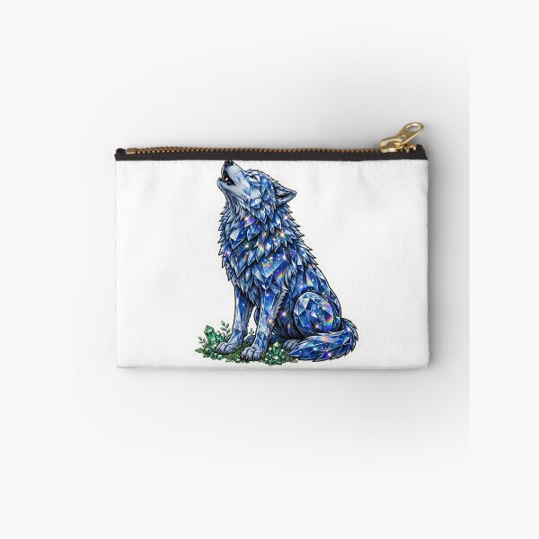Item preview, Wolf Crystal Sticker - Sapphire Blue Wolf Howling With Emerald Base designed and sold by Crystal Critters .