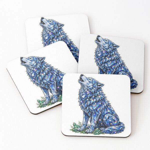 Item preview, Wolf Crystal Sticker - Sapphire Blue Wolf Howling With Emerald Base designed and sold by Crystal Critters .