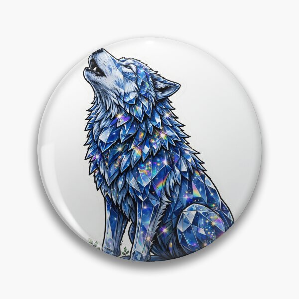 Item preview, Wolf Crystal Sticker - Sapphire Blue Wolf Howling With Emerald Base designed and sold by Crystal Critters .