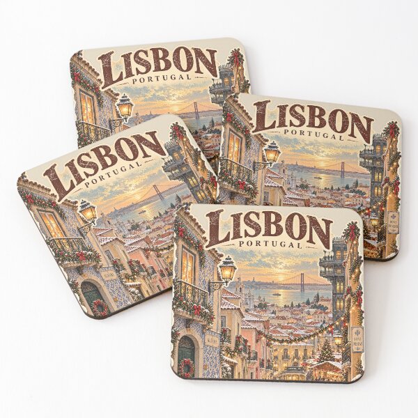Item preview, Vintage Lisbon Cristmas Tram Poster – Portugal Cityscape designed and sold by ReachForArt.