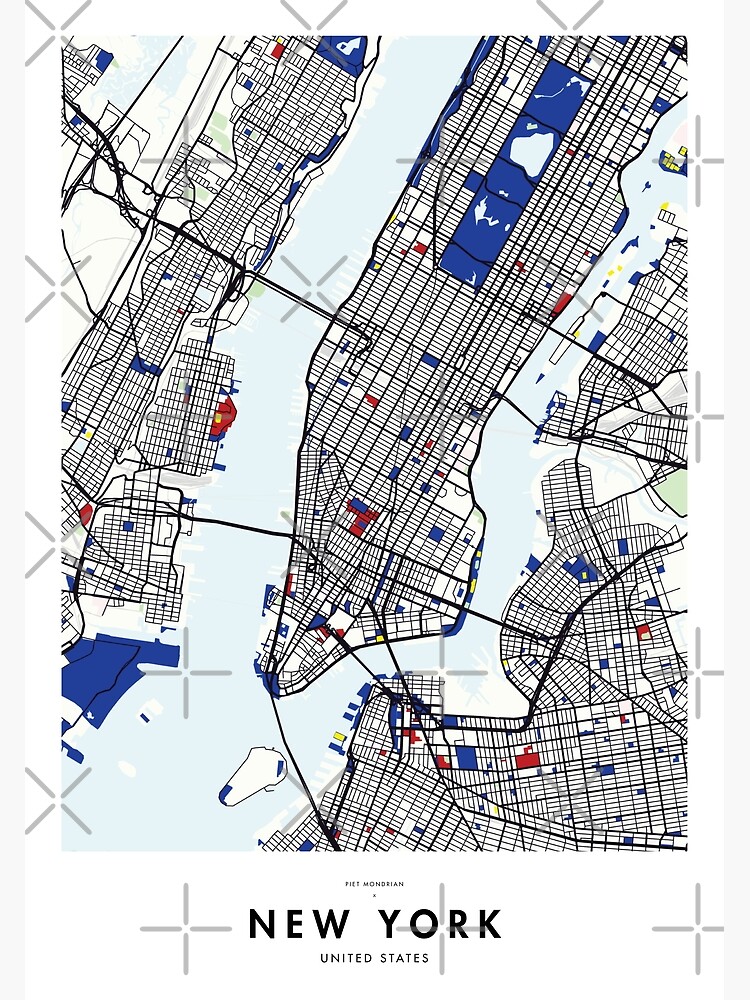 New York (United States) Map x Piet Mondrian by franciscouto