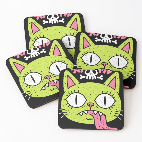Item preview, Neon Green Psycho Cat designed and sold by folskullyz.