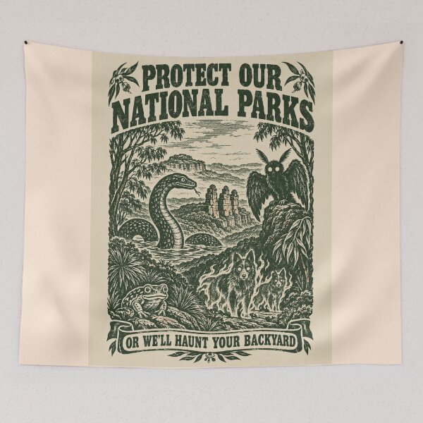 Item preview, Protect National Parks Haunt Backyard Cryptidcore Vintage Australia designed and sold by Yellowriversss.
