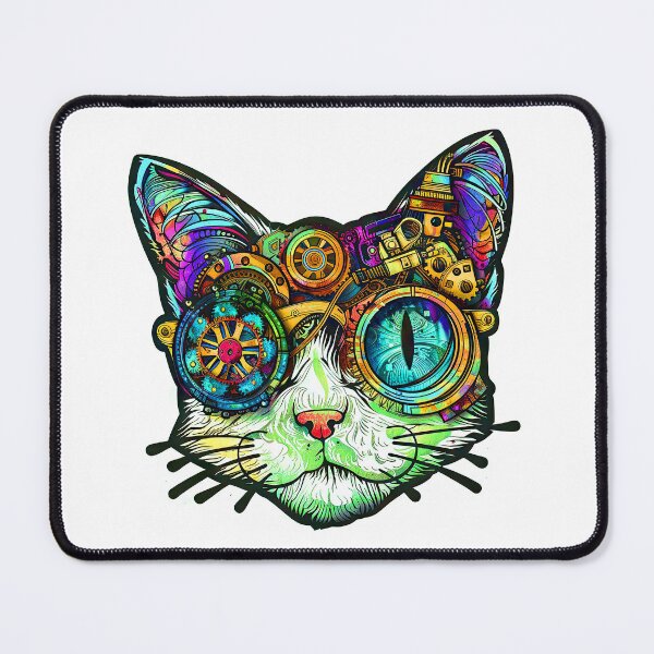 Item preview, Steampunk Cat Colorful Mechanical Face Graphic Art designed and sold by DEC02.