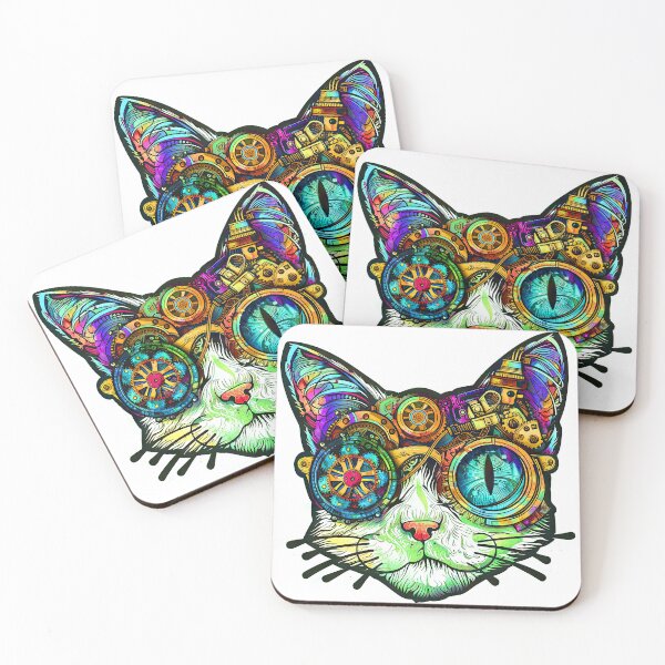 Item preview, Steampunk Cat Colorful Mechanical Face Graphic Art designed and sold by DEC02.