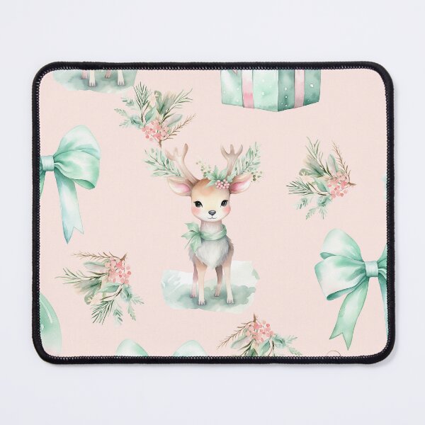 Item preview, Pink Watercolor Christmas Deer Bows Presents designed and sold by Feeling Artsy.