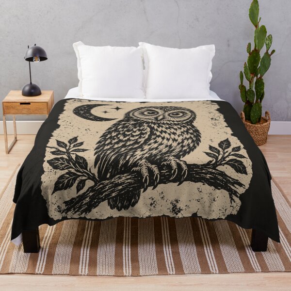 Item preview, Vintage Owl & Moon Nocturnal Bird Lover Birdwatching designed and sold by Y-Vibes.