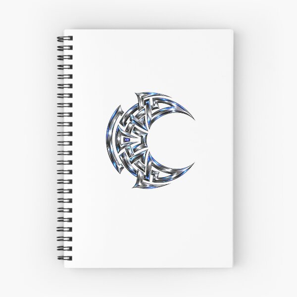 Item preview, Chrome Tribal Crescent – Cyber Y2K Emblem designed and sold by FileFlowStudio.