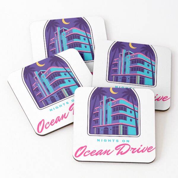 Item preview, Nights On Ocean Drive Retro Miami Art Deco Neon 80s Synthwave Shirt designed and sold by UnivStore.