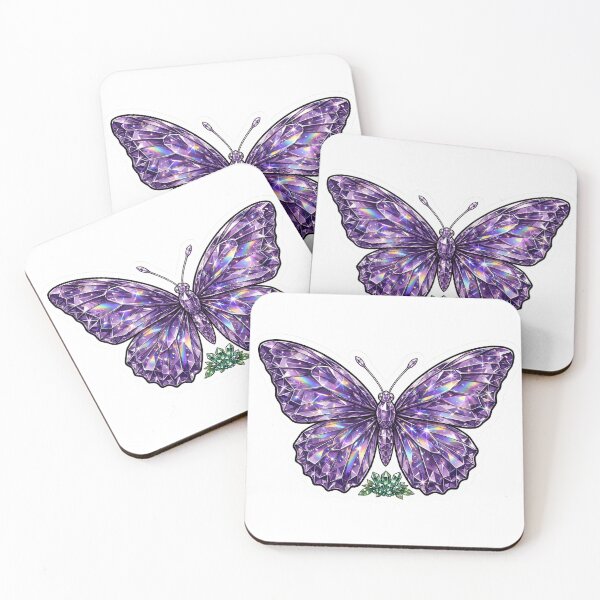 Item preview, Butterfly Crystal Sticker - Amethyst Purple Butterfly With Emerald Base designed and sold by Crystal Critters .