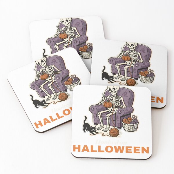 Item preview, Hooked On Halloween Crochet Shirt Funny Skeleton Crocheting Pumpkin Tee designed and sold by UnivStore.
