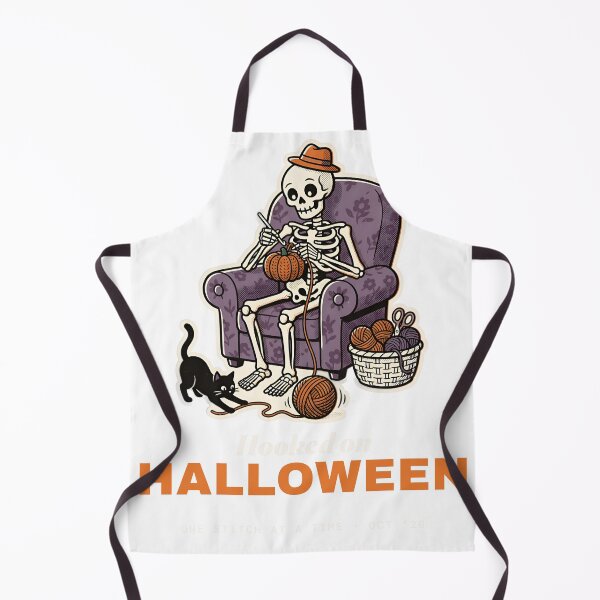 Item preview, Hooked On Halloween Crochet Shirt Funny Skeleton Crocheting Pumpkin Tee designed and sold by UnivStore.