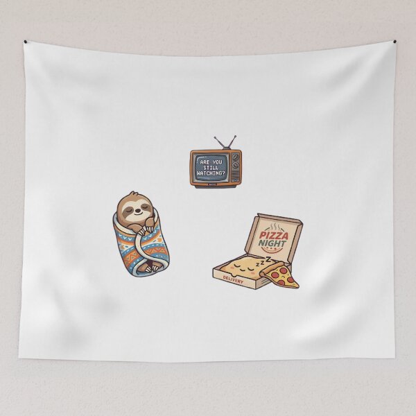 Item preview, Weekend Lazy Mood Sloth Sticker Pack Funny Pizza & TV designed and sold by SmartPuns.