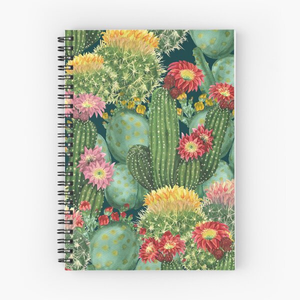Item preview, Blooming Cactus Pattern with Desert Flowers on Deep Teal designed and sold by Sveta Aho.
