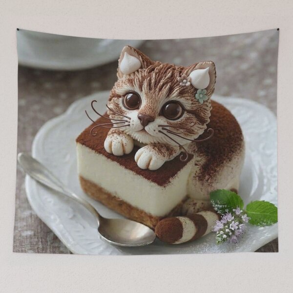 Item preview, Adorable Tabby Cat Tiramisu Cake ??  designed and sold by PetalsPaws.