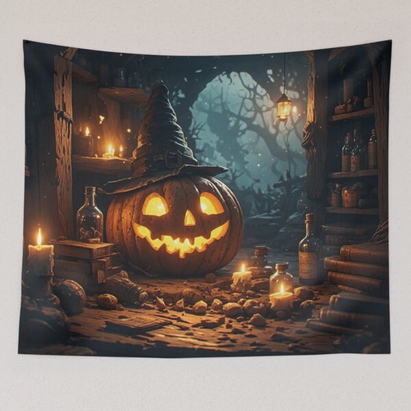 Item preview, Cute Spooky Pumpkin Wizard with Witch Hat designed and sold by AWADHESH  CHAURASIA.