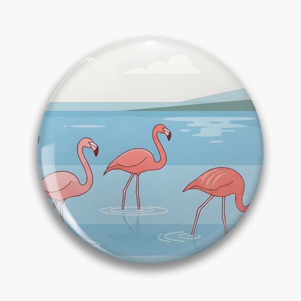 Item preview, A minimalist vector illustration of pink flamingos wading in a calm body of water designed and sold by homydesign.