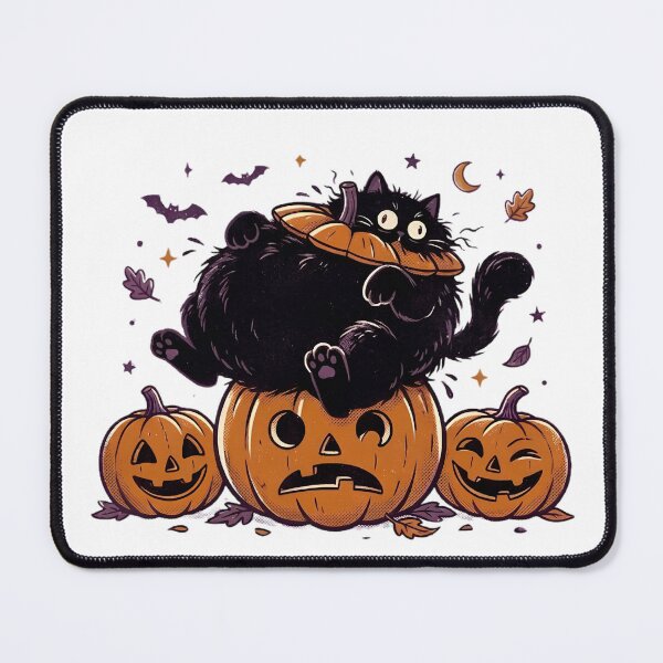 Item preview, Funny Fluffy Black Cat Falling on Jack-o'-Lantern Pumpkin Lid Halloween designed and sold by abdelski.