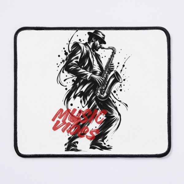 Item preview, Jazz Saxophonist in Black and White Ink Style designed and sold by InterStore78.