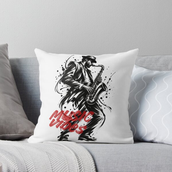 Item preview, Jazz Saxophonist in Black and White Ink Style designed and sold by InterStore78.