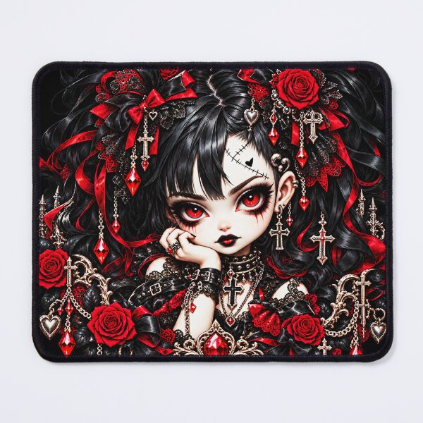 Item preview, Lilith The Stitched Heart Doll – Creepy Cute Gothic Porcelain Doll designed and sold by TheInkRaven.