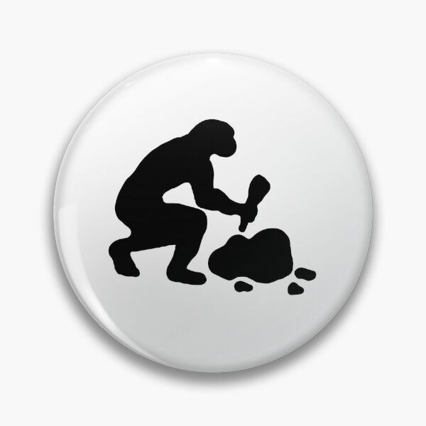 Item preview, Neanderthal Man Breaking Rock – Prehistoric Human Silhouette designed and sold by PartoPala.