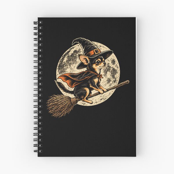 Item preview, Retro Witch Chihuahua Flying Moon Halloween Broom designed and sold by Moizento.