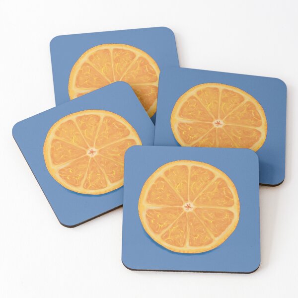 Item preview, Halved Orange Slice with Blue Background  designed and sold by Creationz By AnaBanana.